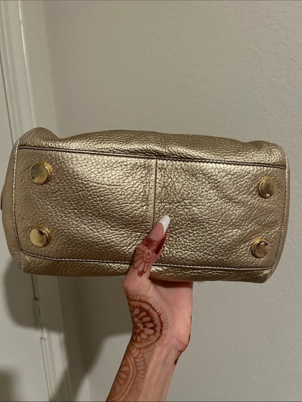 Fossil metallic leather duffle